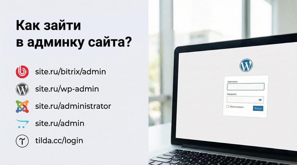 Как зайти в админку сайта: инструкция для ТОП популярных CMS